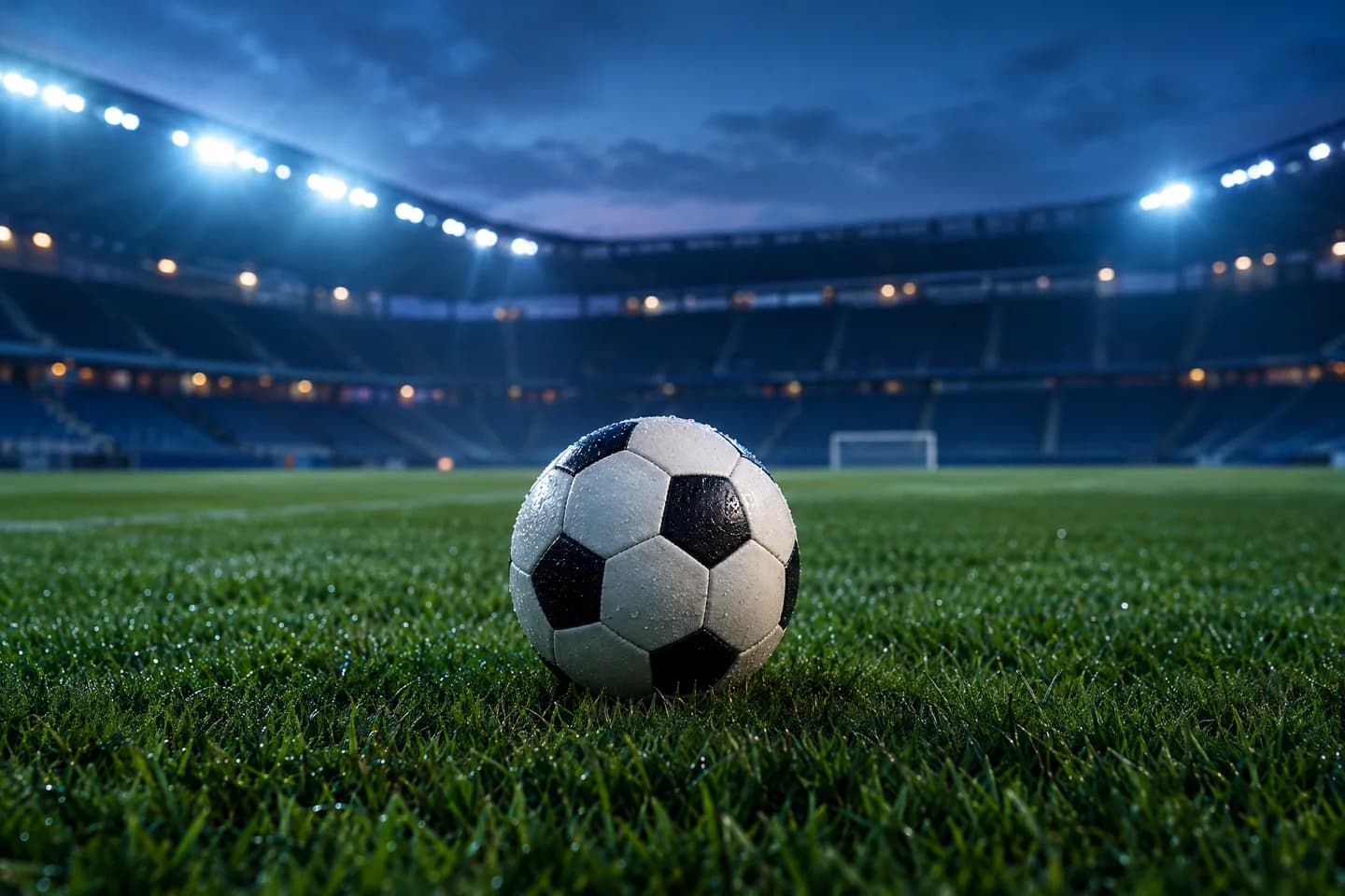Imagen ilustrativa de un balón en una cancha de fútbol, sin equipos ni eventos específicos